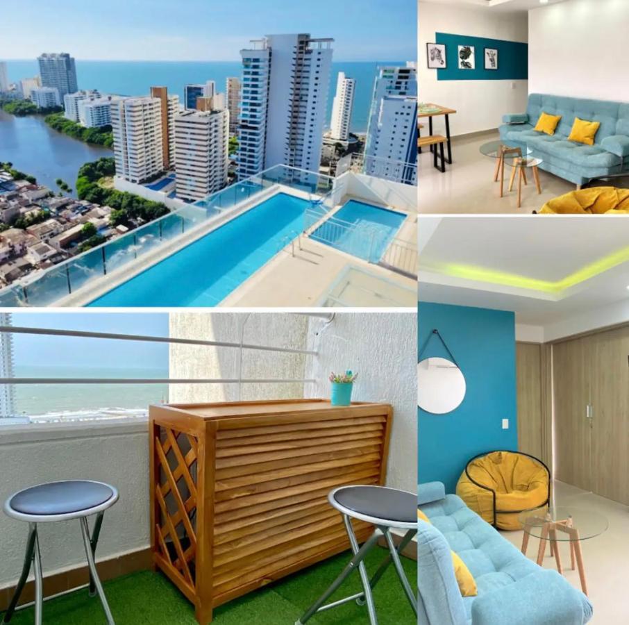 Lindo Apto Vista Al Mar,central Y Piscina Rooftop Cartagena