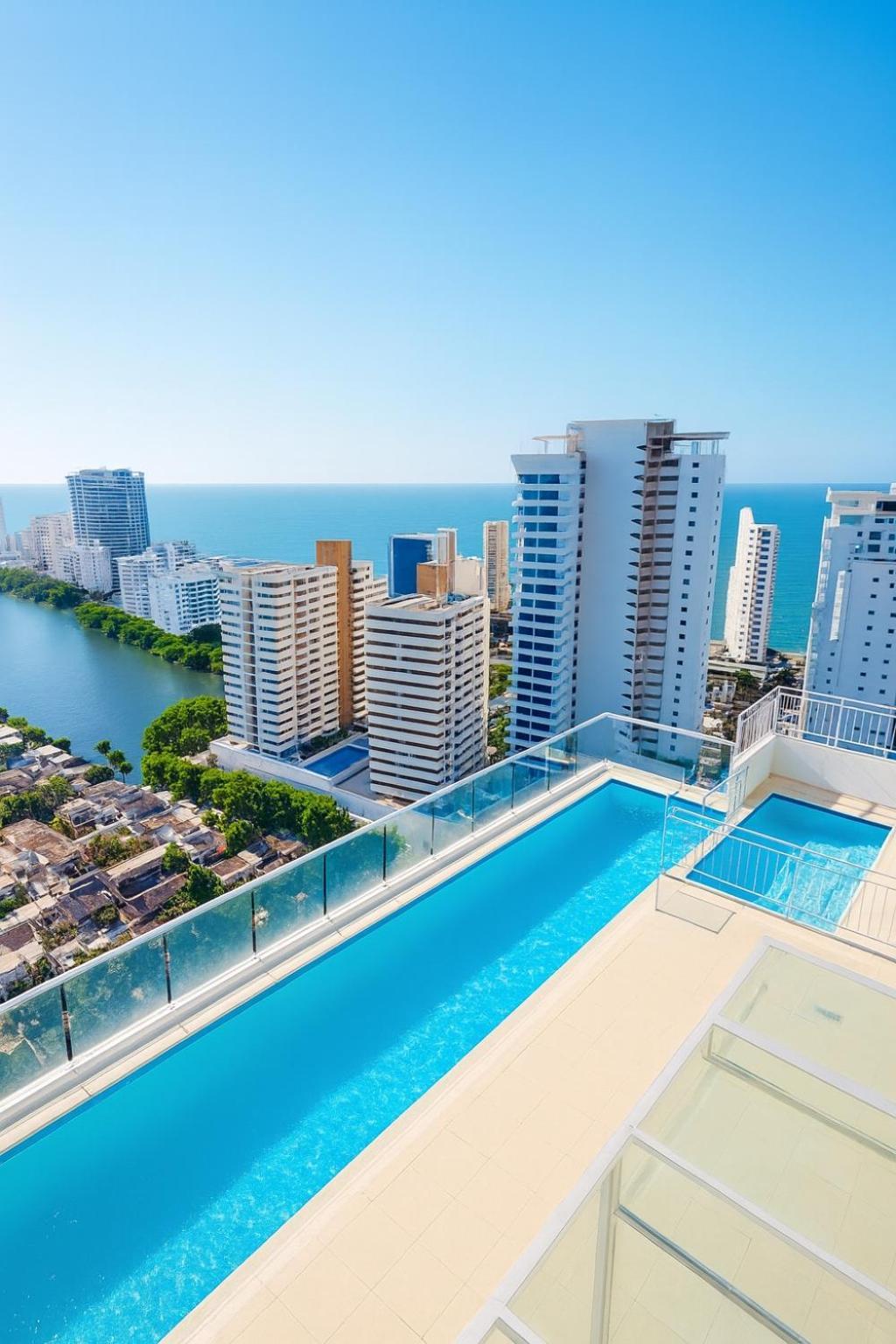 Lindo Apto Vista Al Mar,central Y Piscina Rooftop *